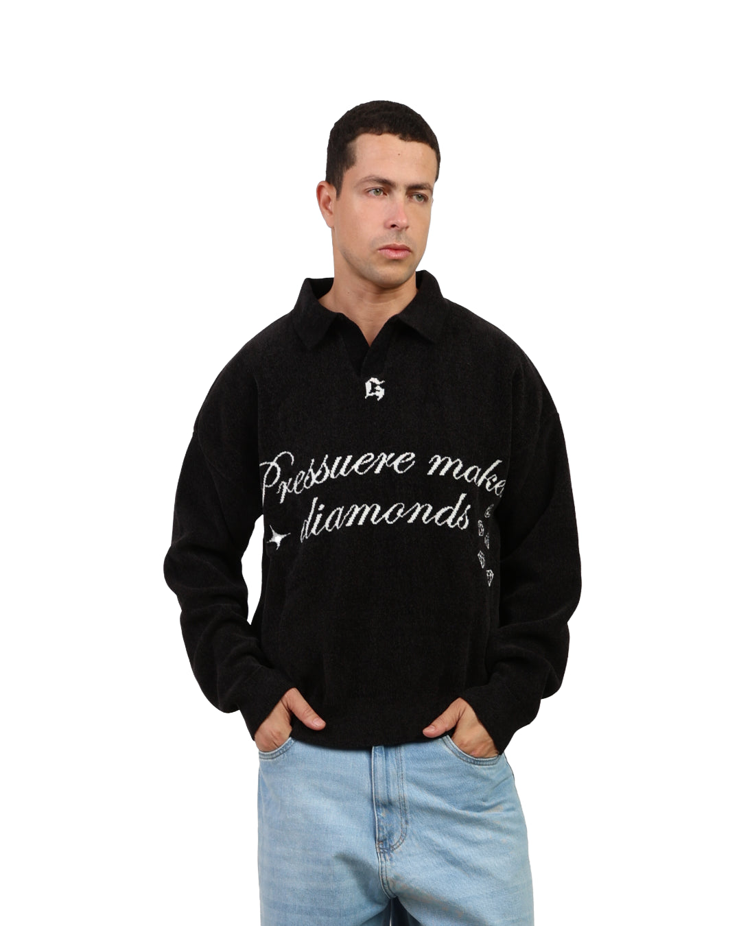 DIAMOND KNITTED SWEATER BLACK