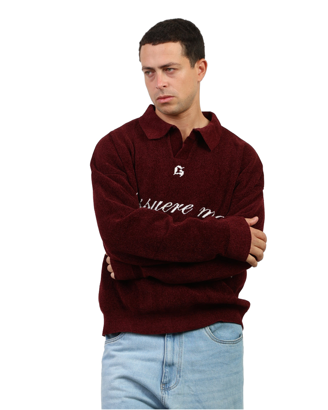 DIAMOND KNITTED SWEATER BURGANDY