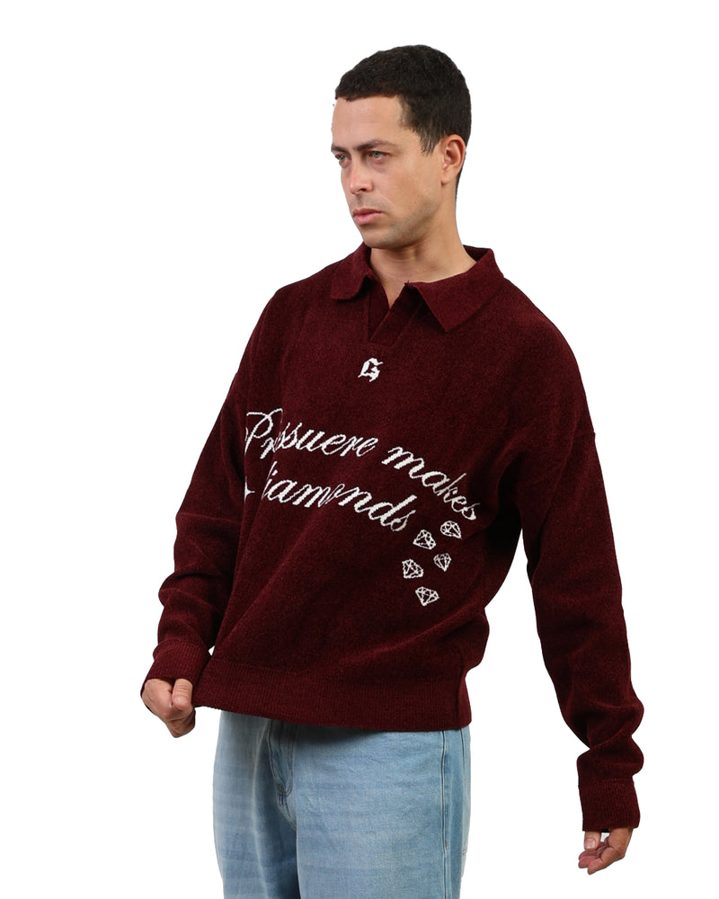 DIAMOND KNITTED SWEATER BURGANDY