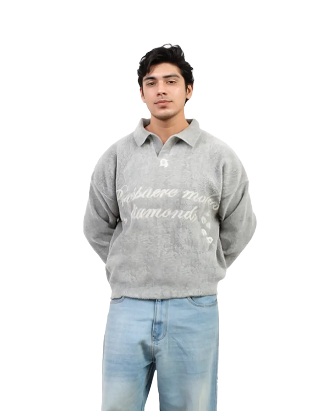 DIAMOND KNITTED SWEATER GRAY