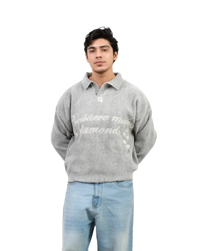 DIAMOND KNITTED SWEATER GRAY