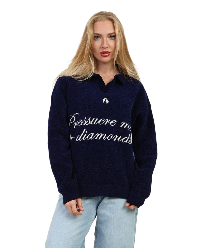 DIAMOND KNITTED SWEATER NAVY