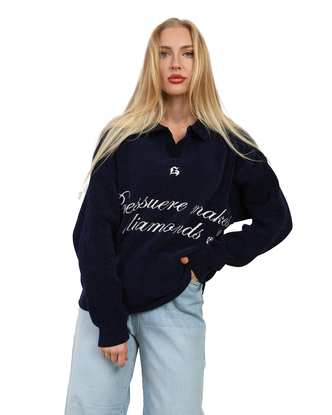 DIAMOND KNITTED SWEATER NAVY
