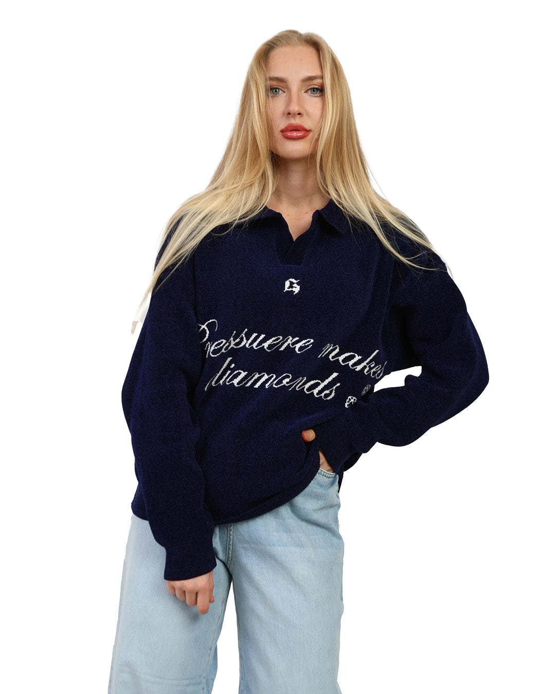 DIAMOND KNITTED SWEATER NAVY