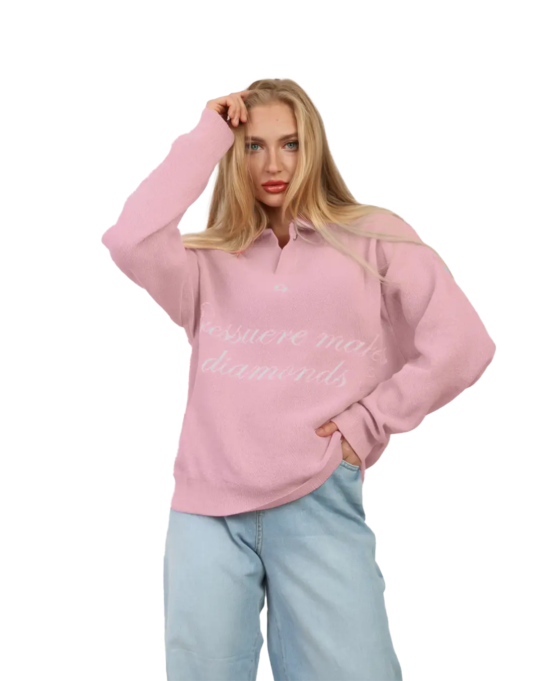 DIAMOND KNITTED SWEATER PINK
