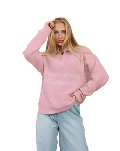DIAMOND KNITTED SWEATER PINK