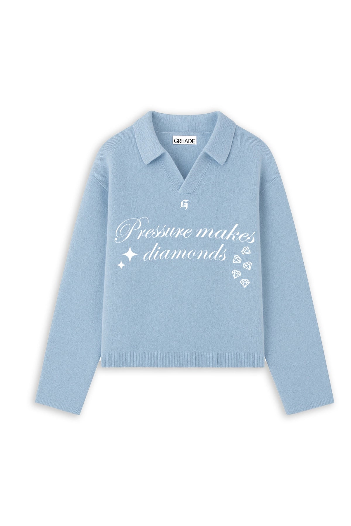 DIAMOND KNITTED SWEATER baby blue