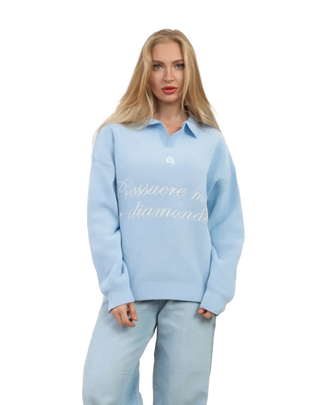 DIAMOND KNITTED SWEATER baby blue