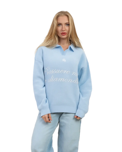 DIAMOND KNITTED SWEATER baby blue