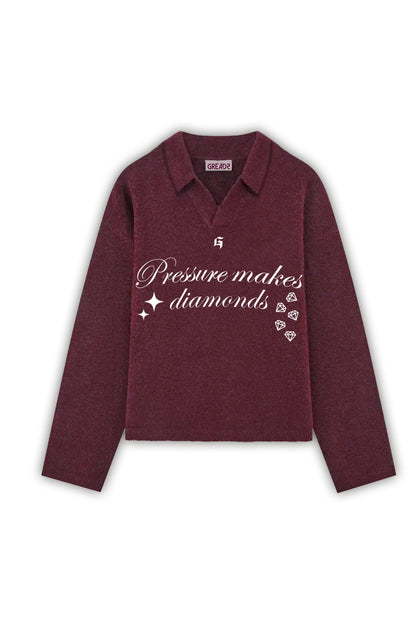 DIAMOND KNITTED SWEATER BURGANDY