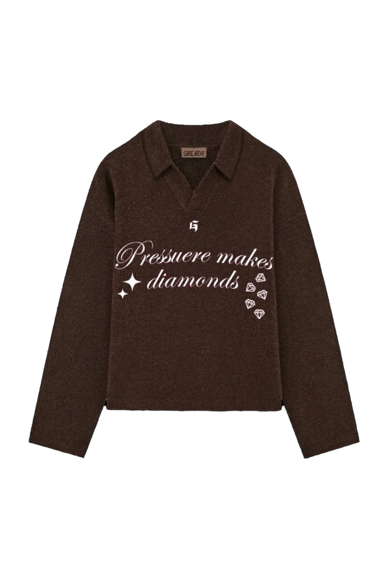 DIAMOND KNITTED SWEATER DARK BROWN