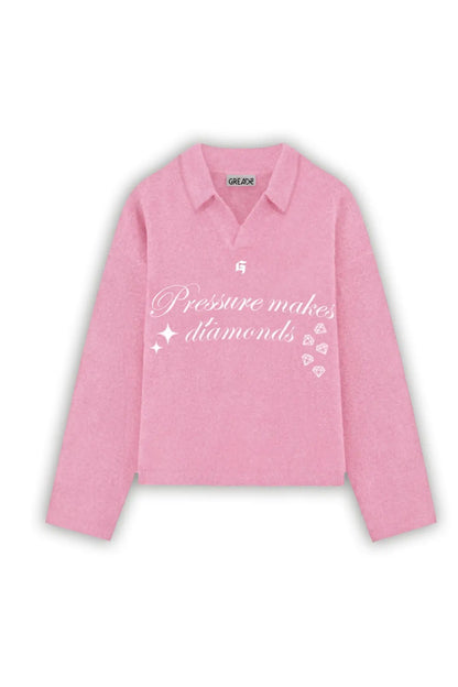 DIAMOND KNITTED SWEATER PINK